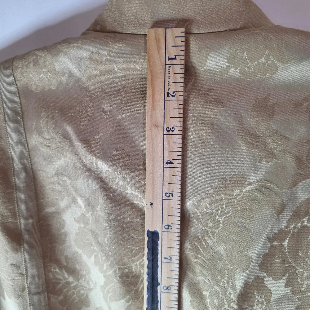 Sigrid Olsen Gold Brocade Embroidered Jacket Coat Mandarin Collar Floral Size 8